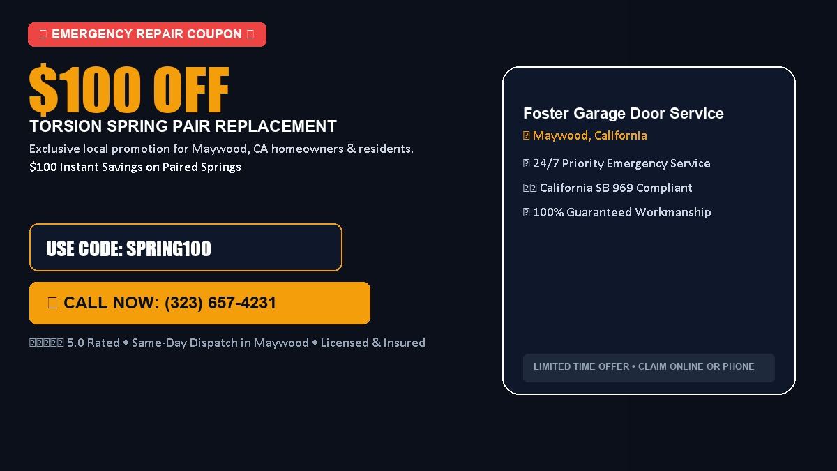 Foster Garage Door Service $100 OFF Dual Torsion Spring Replacement
