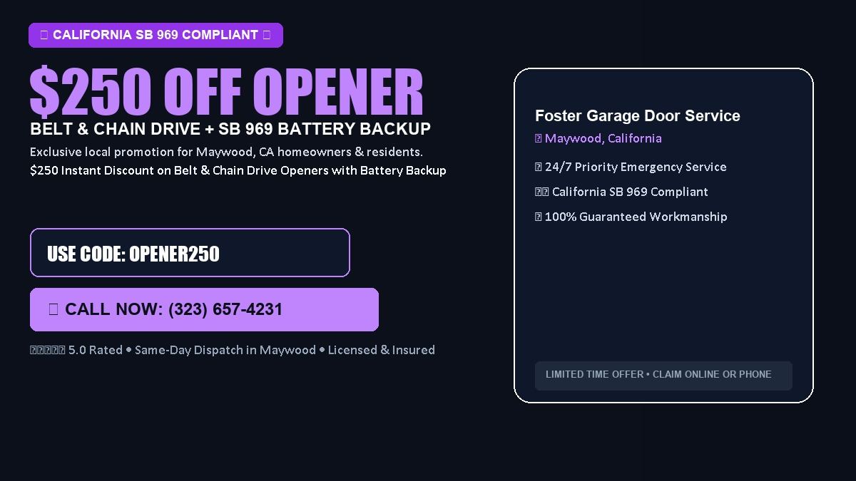 Foster Garage Door Service $250 OFF Premium LiftMaster Opener Installation in Maywood, CA